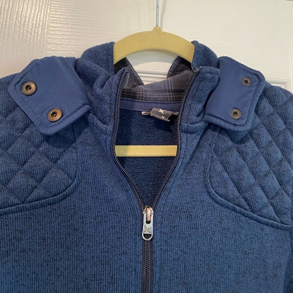 Eddie Bauer Size M Sweater Fleece Full Zip Hooded Quilted Mock Neck Jacket - Picture 2 of 13